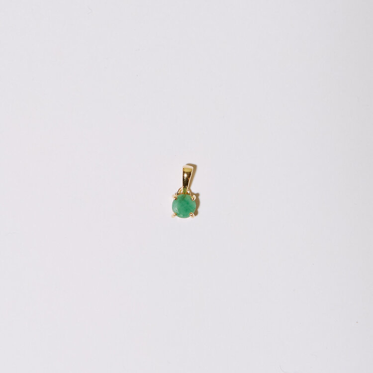 Dainty Emerald Round Vermeil Pendant