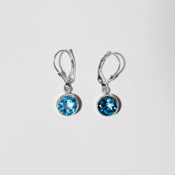 Blue Topaz Small Round Sterling Earrings