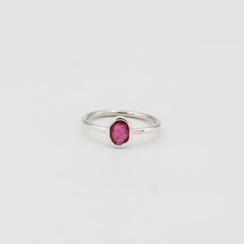 Pink Tourmaline Small Oval Sterling Ring Sz 8