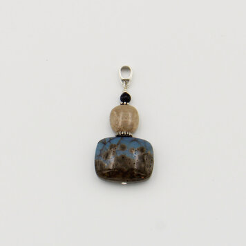 Leland Blue Rectangle & Petoskey Drilled Sterling Pendant
