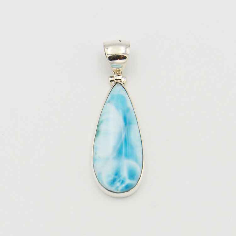 Larimar Large Pear Sterling Pendant