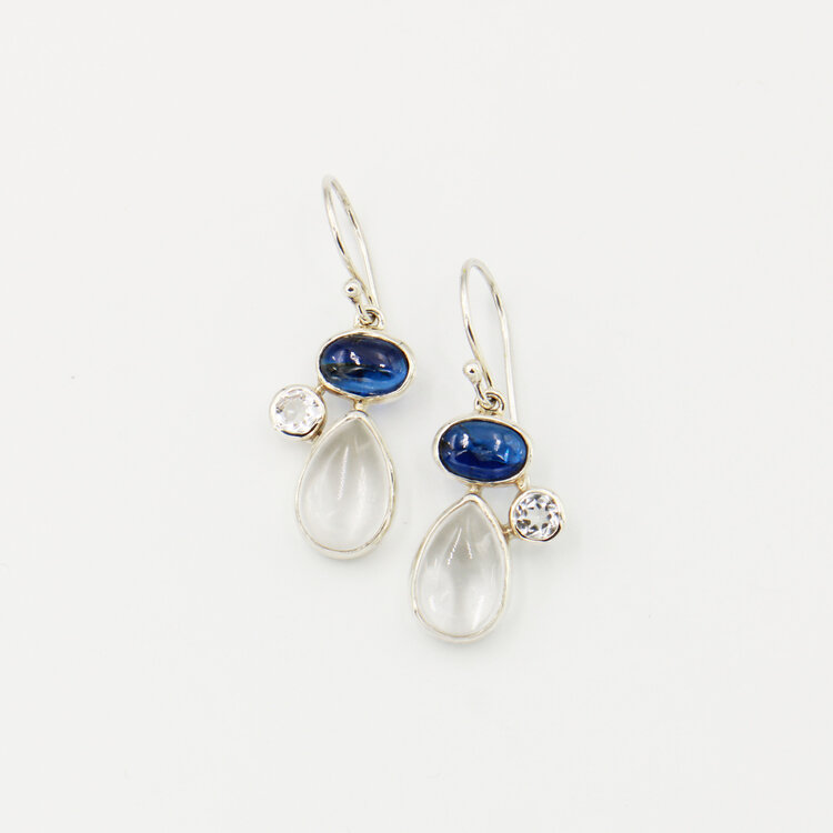 Quartz, Kyanite & Wh Topaz Sterling Earrings