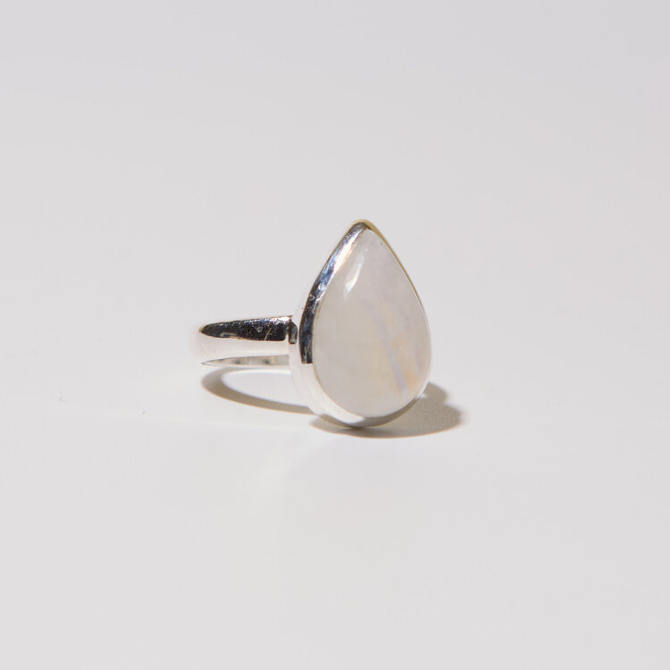 Moonstone Teardrop Sterling Ring Sz 11