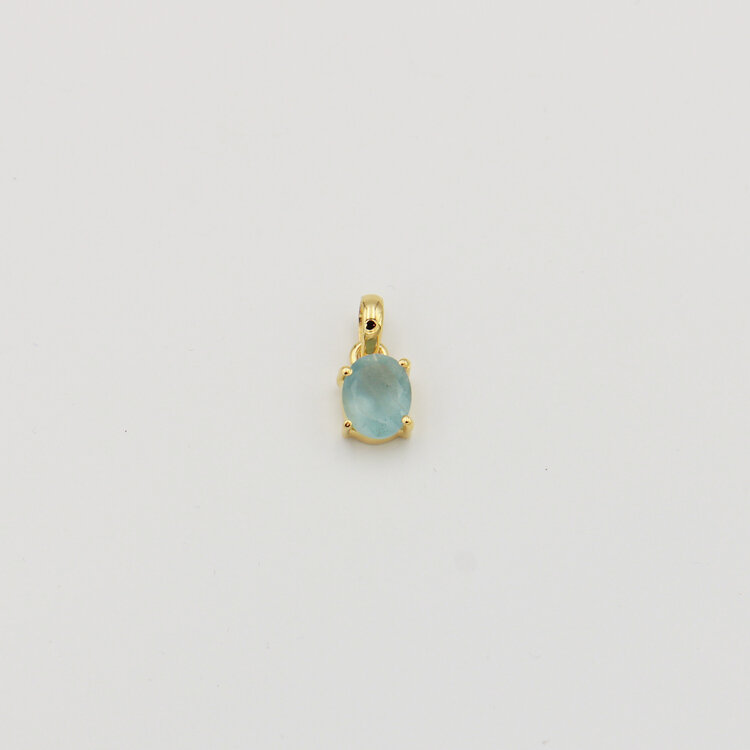Aquamarine Oval Sterling GP Pendant