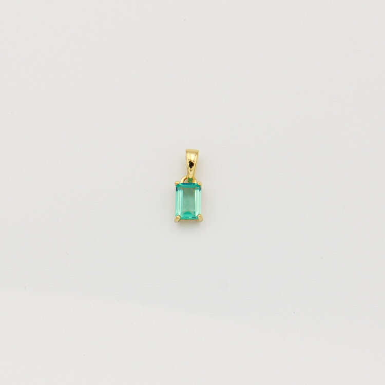 Tiny Rectangle Blue Apatite Sterling GP Pendant