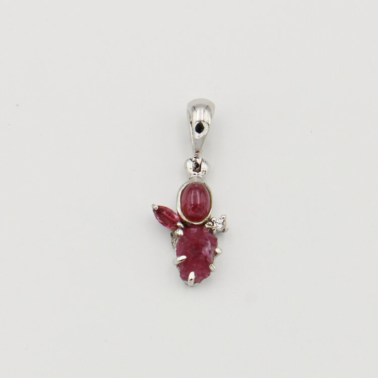 Pink Tourmaline & White Topaz Sterling Pendant RP