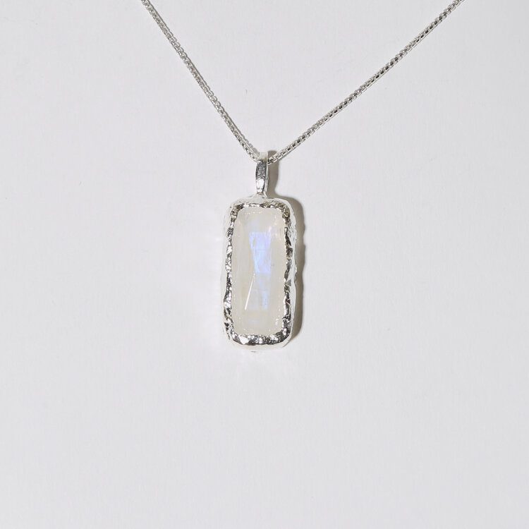 Moonstone Rectangle Sterling Necklace