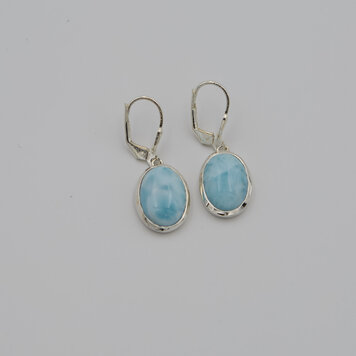 Larimar Oval Sterling Lever Back Earrings Larimar Oval Sterling Lever Back Earrings