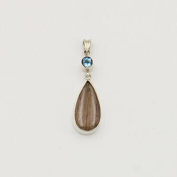 Red Rutilated Quartz & Blue Topaz Pendant