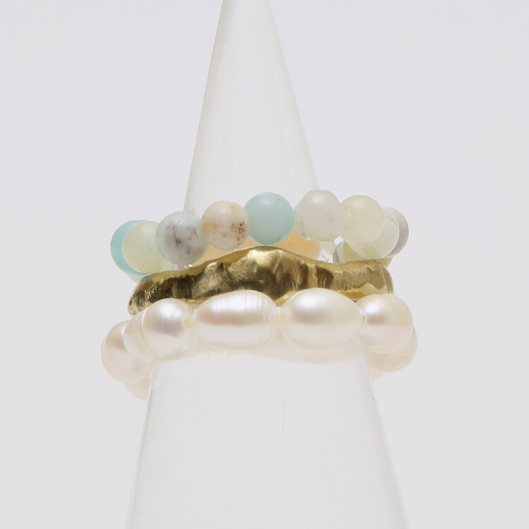 Gemstone & Brass Stack Rings