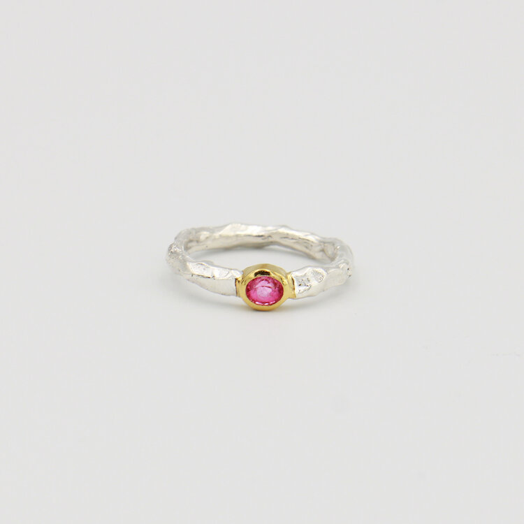 Ruby Rustic Band GP Sterling Ring Sz 7