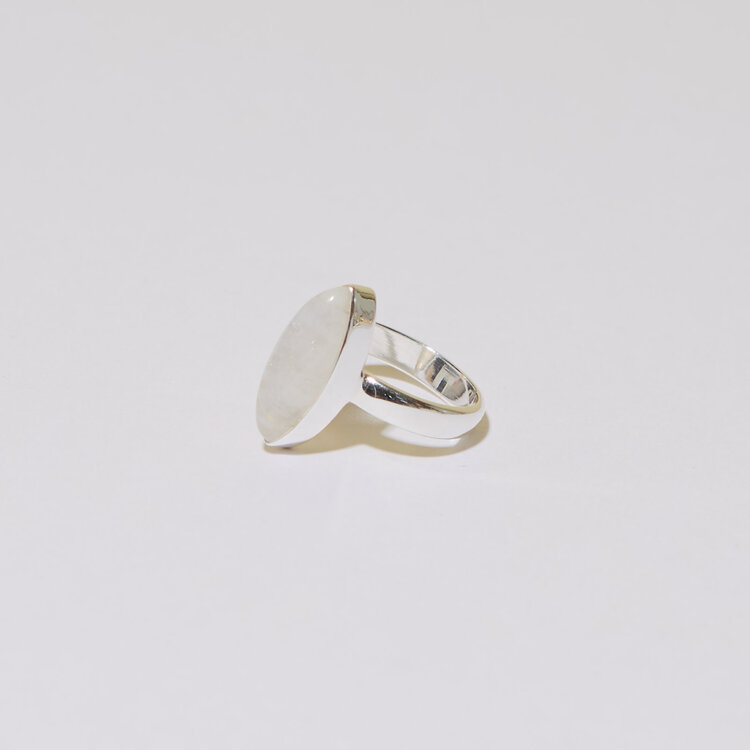 Rainbow Moonstone Marquis Sterling Ring Sz 8