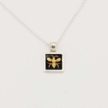 Sterling Silver Square Bee Necklace GP Sterling Silver Square Bee Necklace GP