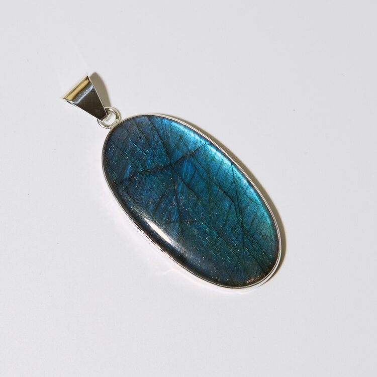 Labradorite Oval Sterling Statement Pendant