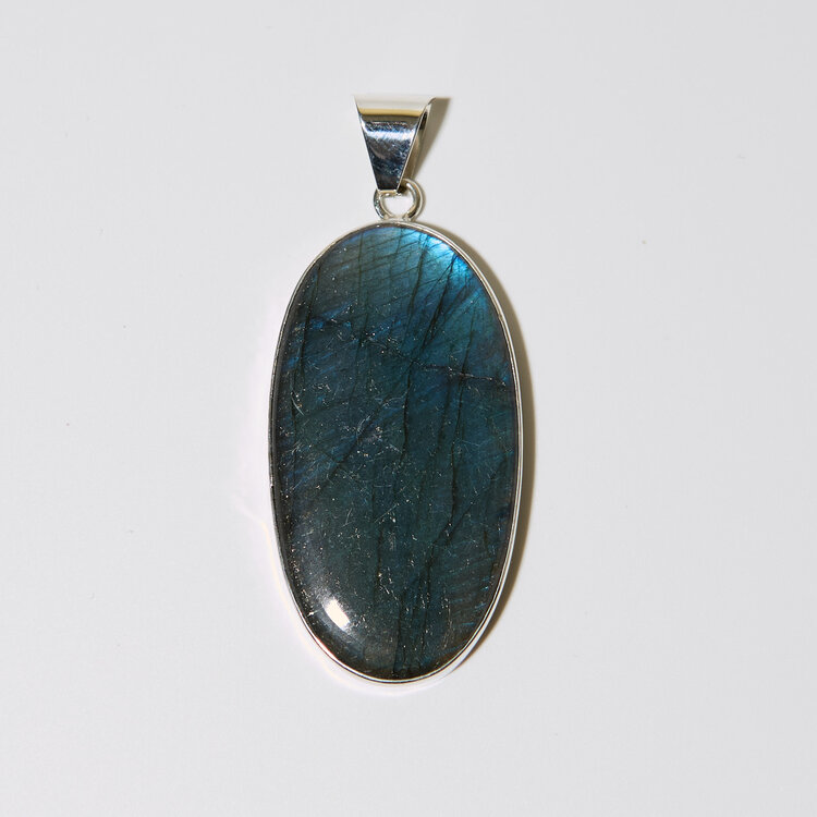 Labradorite Oval Sterling Statement Pendant