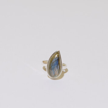 Blue Fire Labradorite Teardrop Sterling Ring Sz 6 Blue Fire Labradorite Teardrop Sterling Ring Sz 6