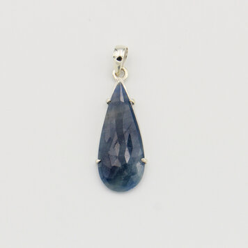 Sapphire Long Teardrop Sterling Pendant