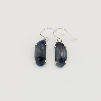 Sapphire Large Ovoid Sterling Earrings Sapphire Large Ovoid Sterling Earrings