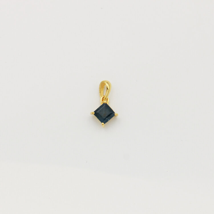 Tiny Square Sapphire Sterling GP Pendant