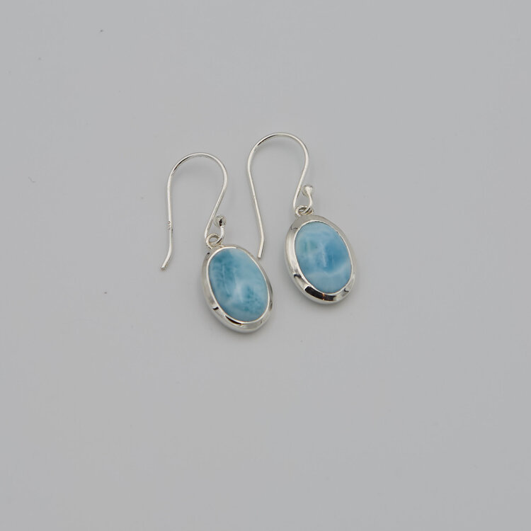Larimar Oval Sterling Earrings