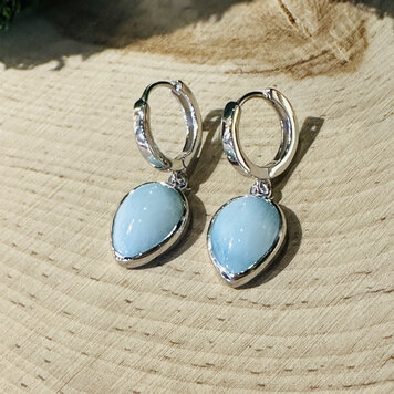 Marahlago Pear Hoop Larimar Earrings Marahlago Pear Hoop Larimar Earrings