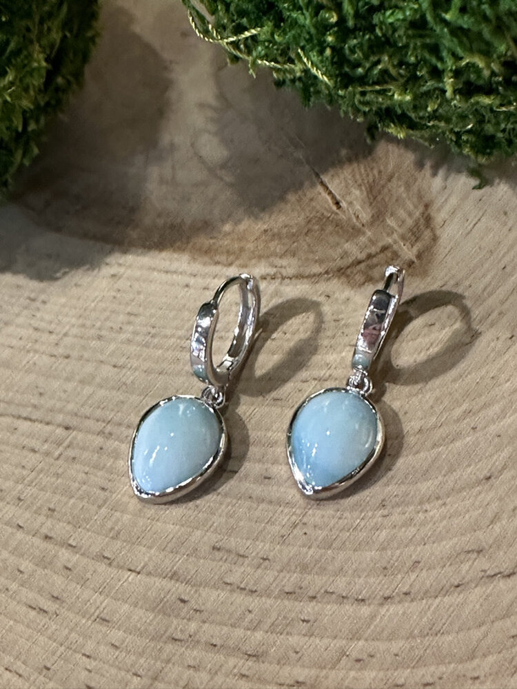 Marahlago Pear Hoop Larimar Earrings
