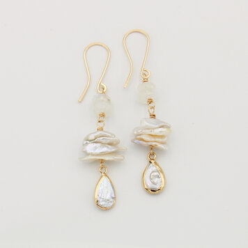 Pearl & Moonstone GF Earrings