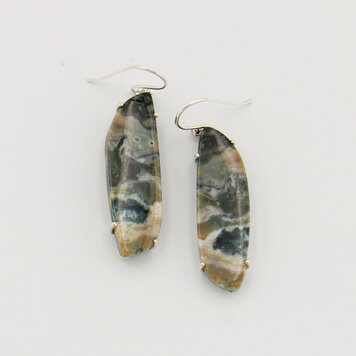 Ocean Jasper Long Prong Sterling Earrings Ocean Jasper Long Prong Sterling Earrings