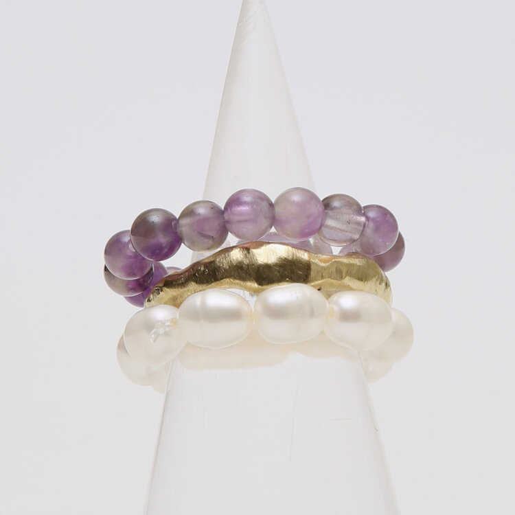 Gemstone & Brass Stack Rings
