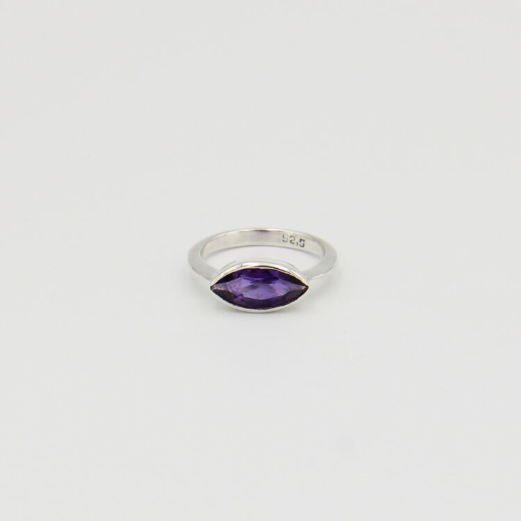 Amethyst Marquis Sterling Ring Sz 9