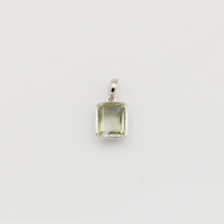 Green Amethyst Rectangle Sterling Pendant