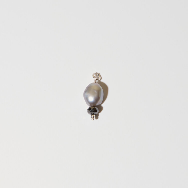 Grey Pearl & Hematite Sterling Pendant