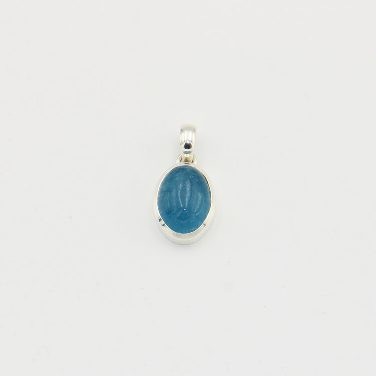 Aquamarine Oval Cabochon Sterling Pendant
