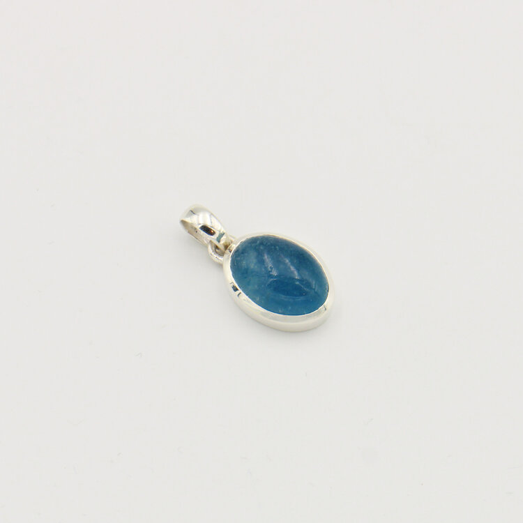 Aquamarine Oval Cabochon Sterling Pendant