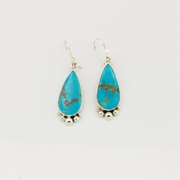 Turquoise Pear with Ball Detail Sterling Earrings