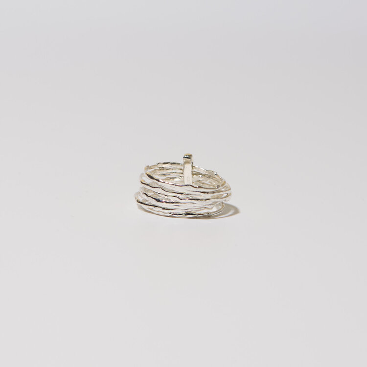 Sterling Multi-Band Wide Ring Sz 8