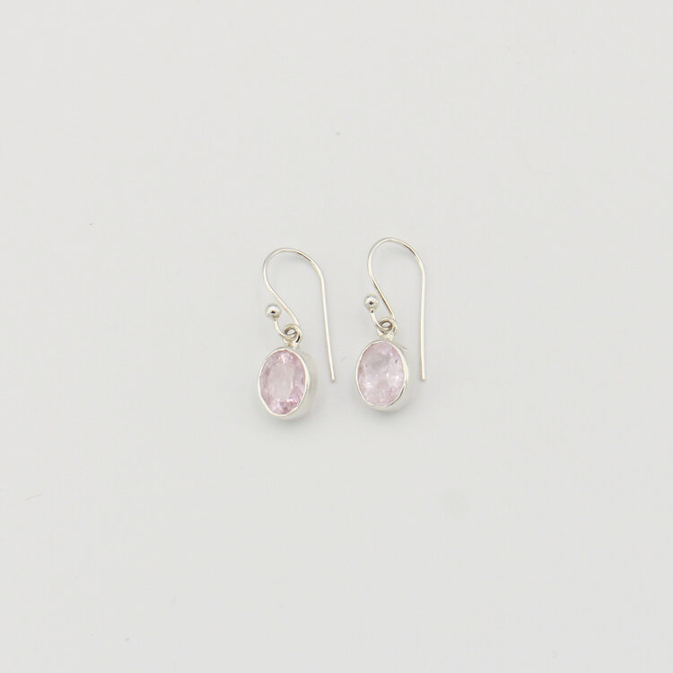 Morganite Oval Faceted Sterling Earrings