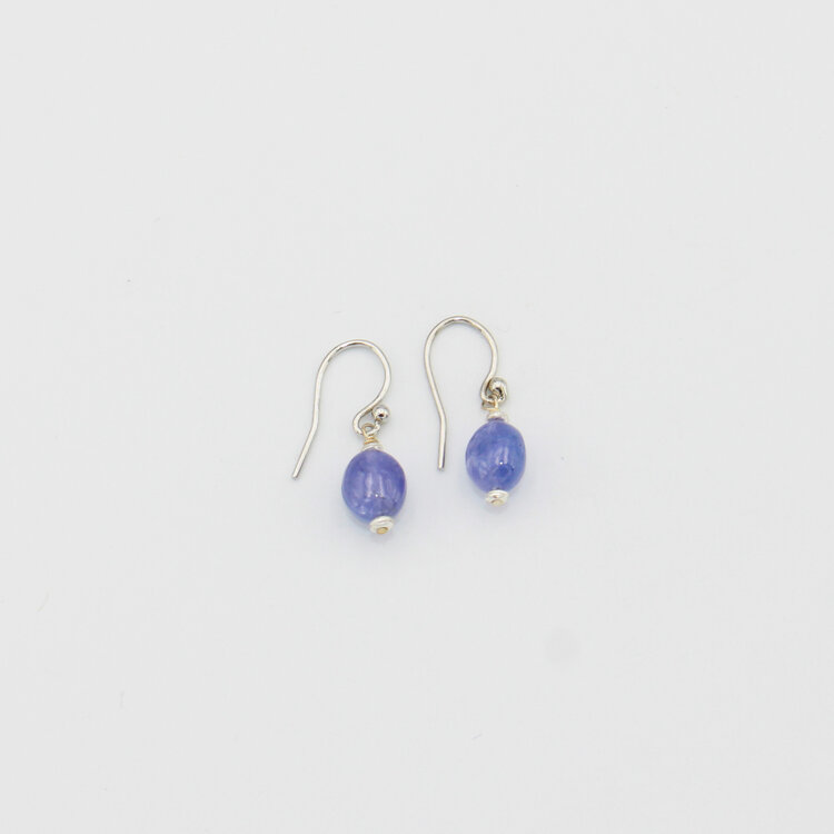 Tanzanite Bead Drop Sterling Earrings