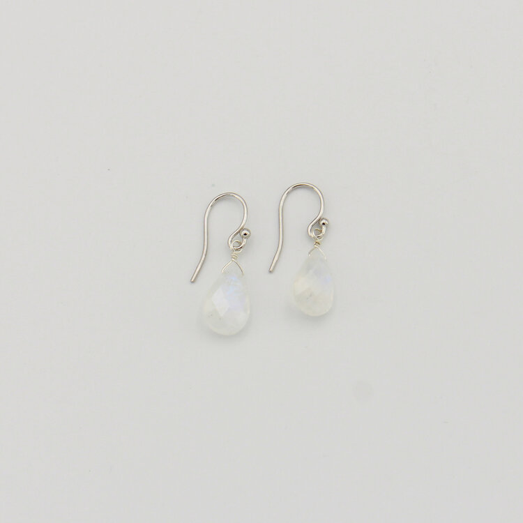 Rainbow Moonstone Faceted Bead Drop Earrings