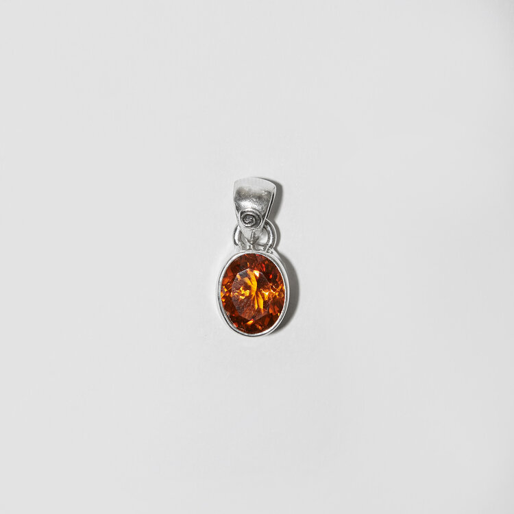Citrine Oval w/ Swirl Sterling Pendant