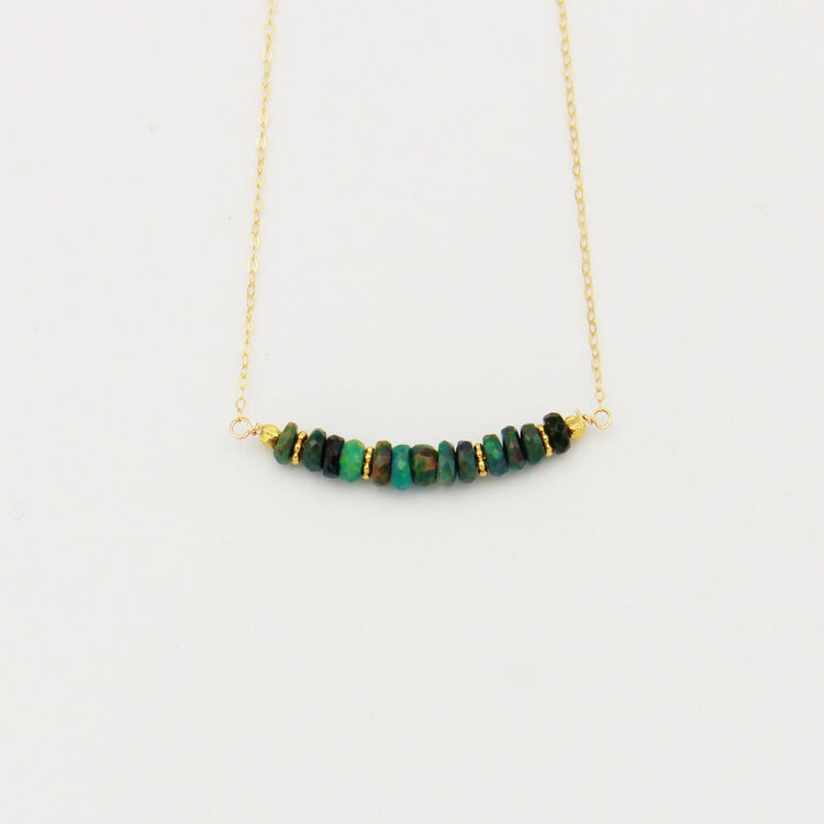 Black Ethiopian Opal Beads GF Necklace