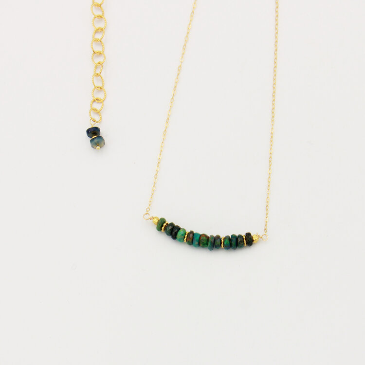 Black Ethiopian Opal Beads GF Necklace