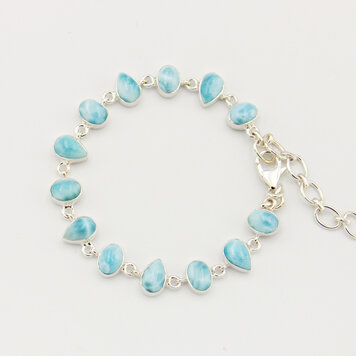 Larimar Small Pear & Ovals Sterling Bracelet Larimar Small Pear & Ovals Sterling Bracelet