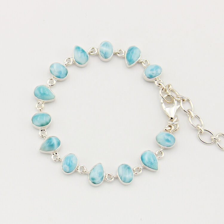 Larimar Small Pear & Ovals Sterling Bracelet