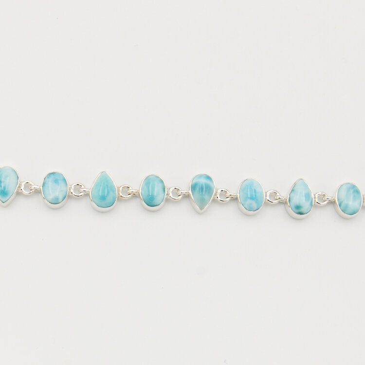Larimar Small Pear & Ovals Sterling Bracelet
