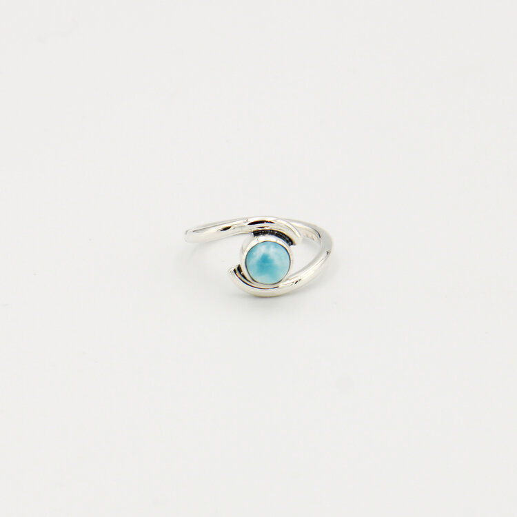 Larimar Round Wrap Sterling Ring Sz 7