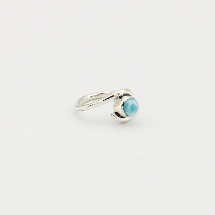 Larimar Round Wrap Sterling Ring Sz 7