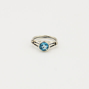 London Blue Topaz Round Sterling Ring Sz 9