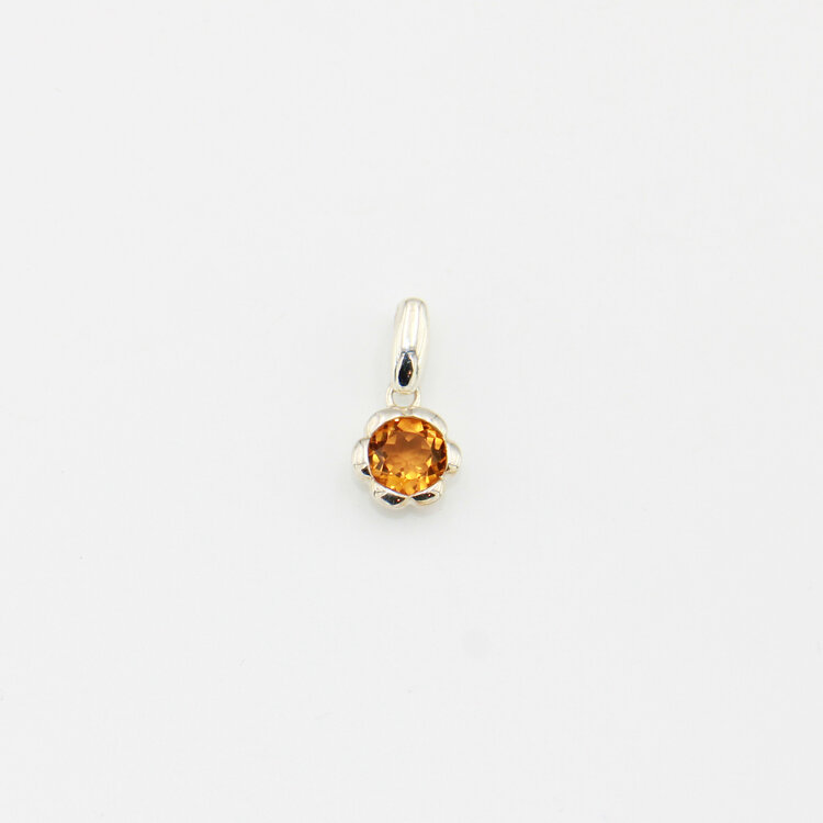 Citrine Sterling Flower Pendant