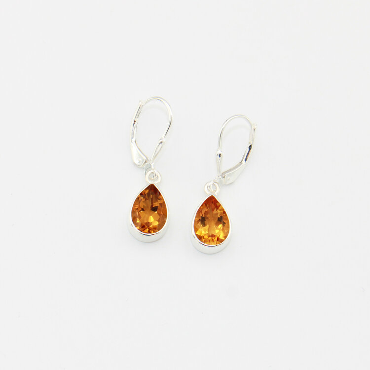 Citrine Pear Sterling Earrings